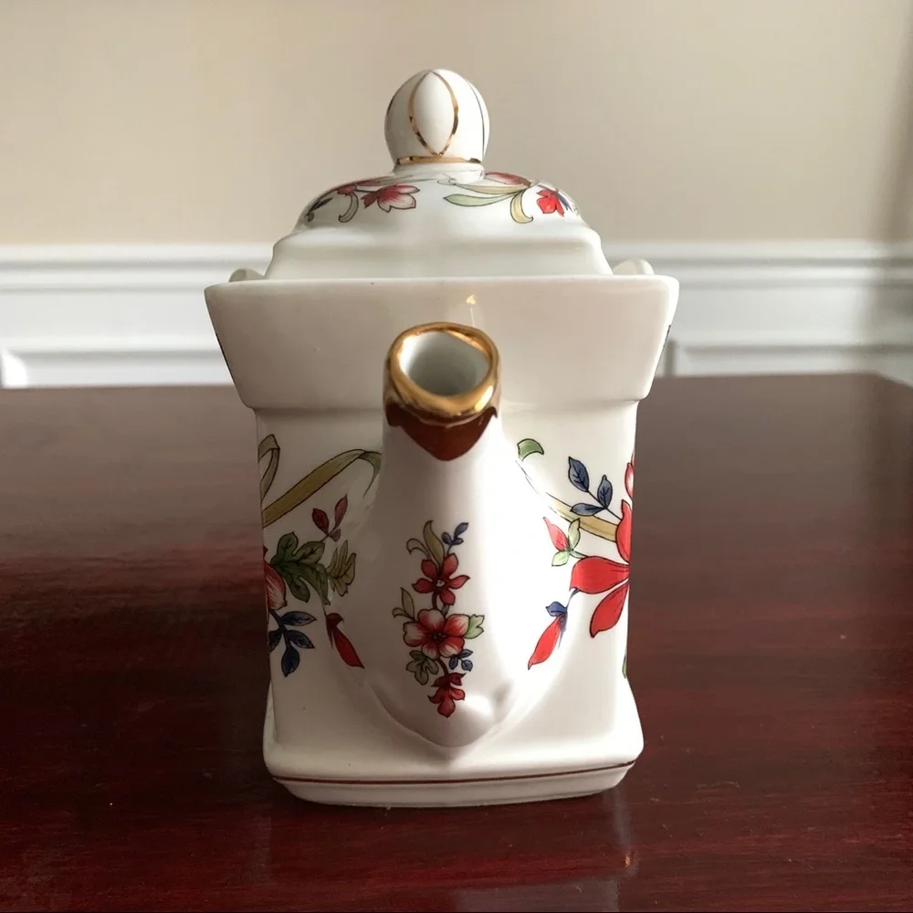 Windsor England Red Floral Square Ceramic Tea Pot - Picture 5 of 13